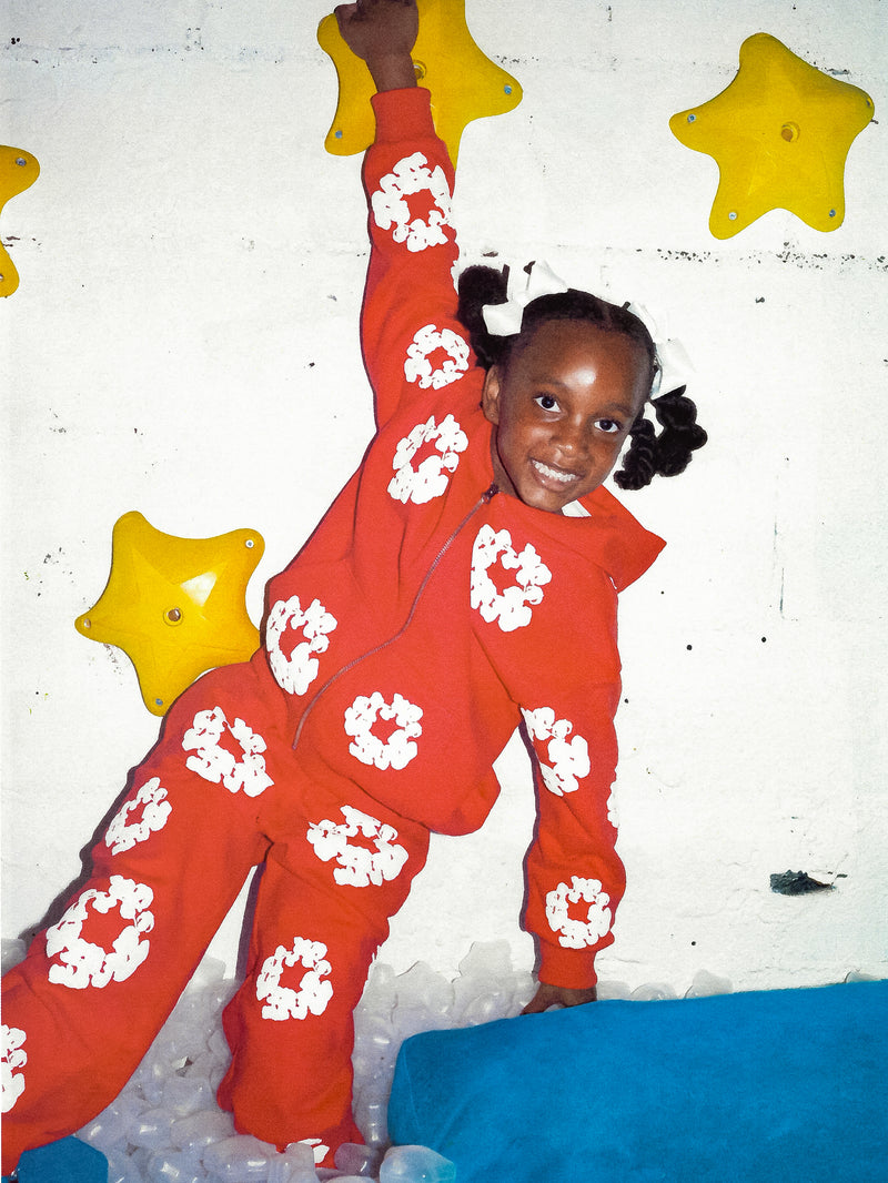 Kids Cotton Wreath Sweatpants Red