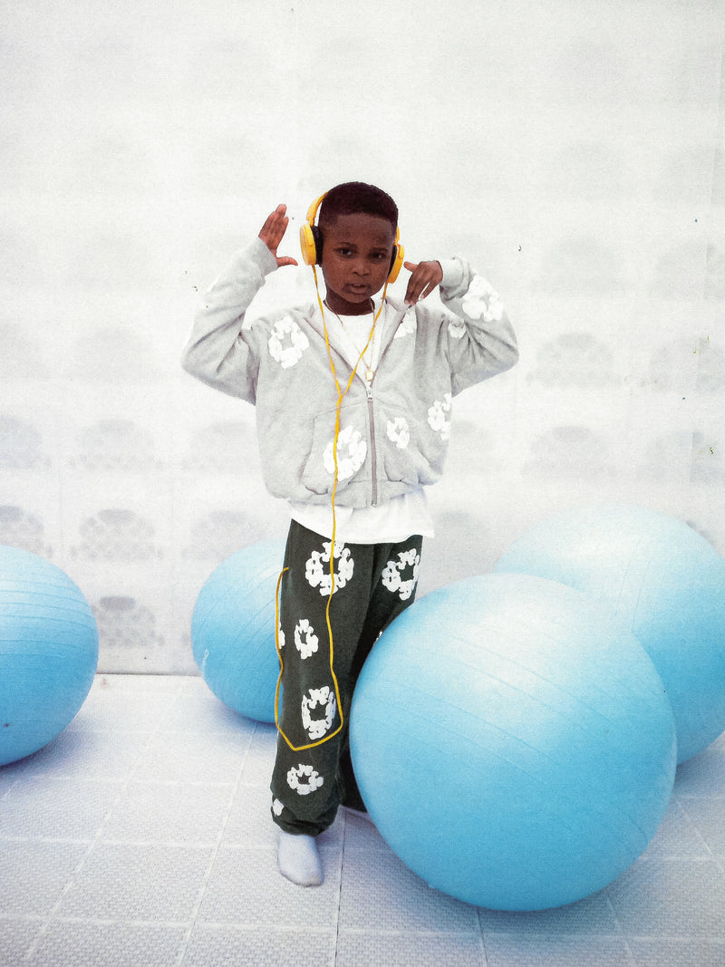 Kids Cotton Wreath Sweatpants Green