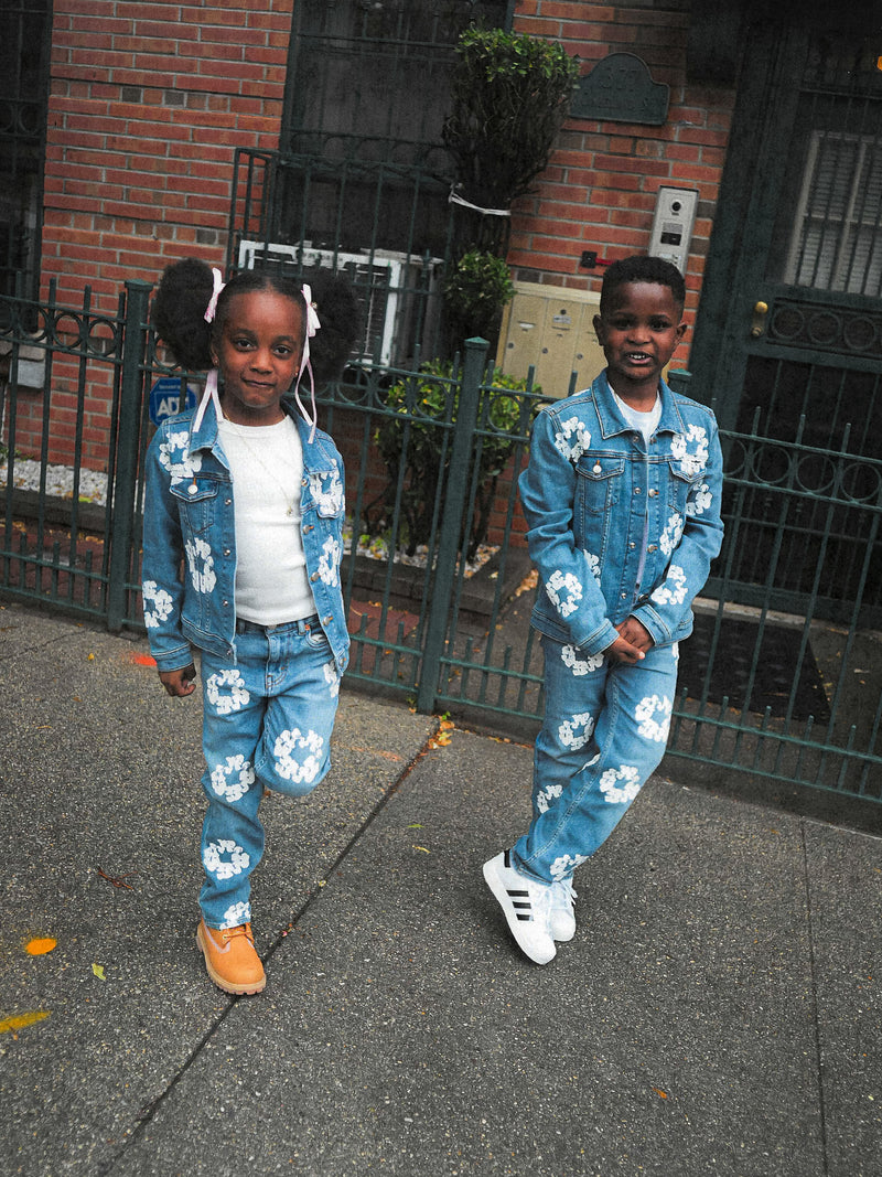 Kids Cotton Wreath Denim Pant Light Indigo