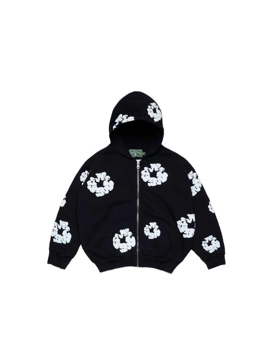 Kids Cotton Wreath Zip Hoodie Black – DENIM TEARS