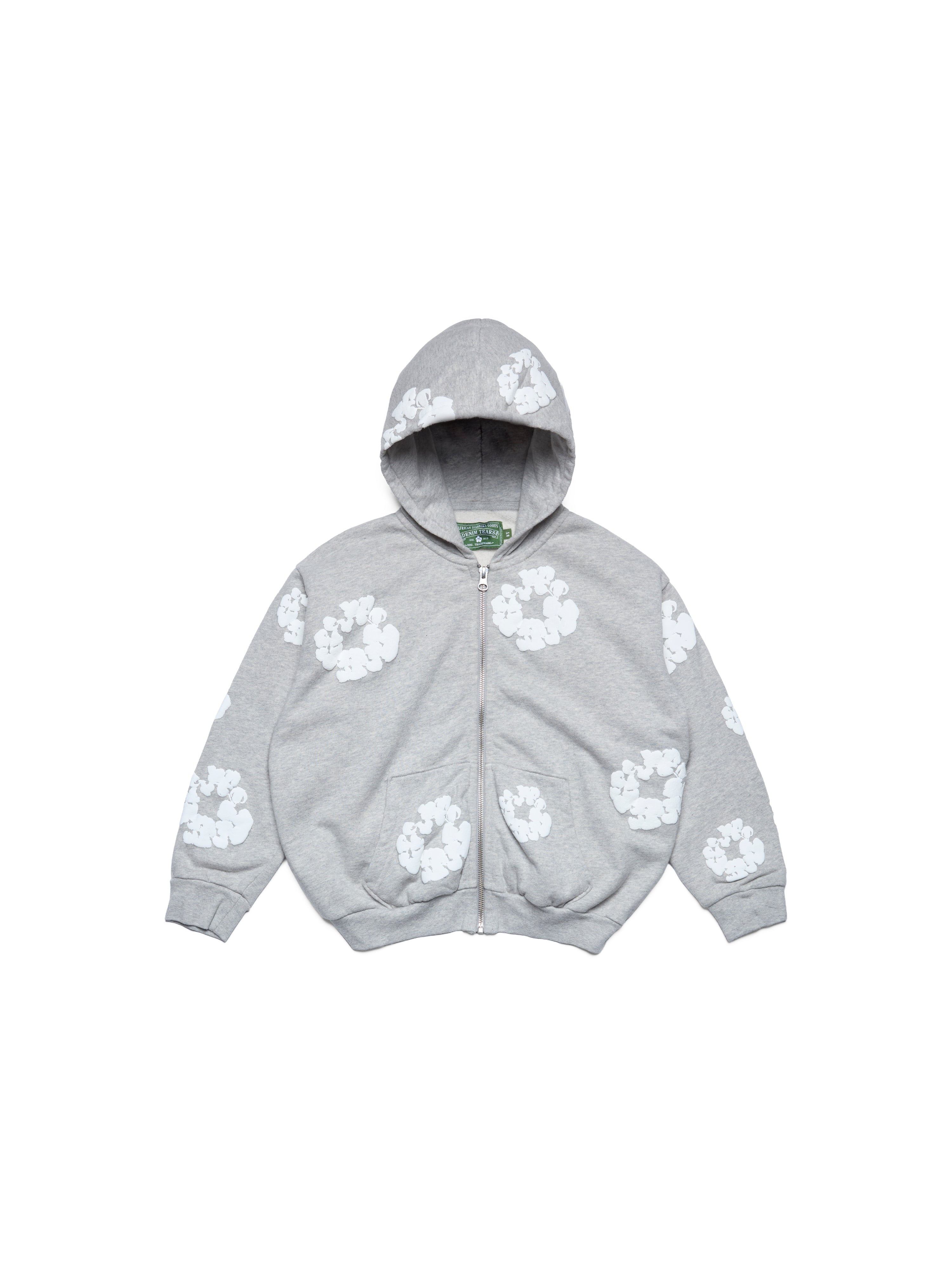 Kids Cotton Wreath Zip Hoodie Grey – DENIM TEARS