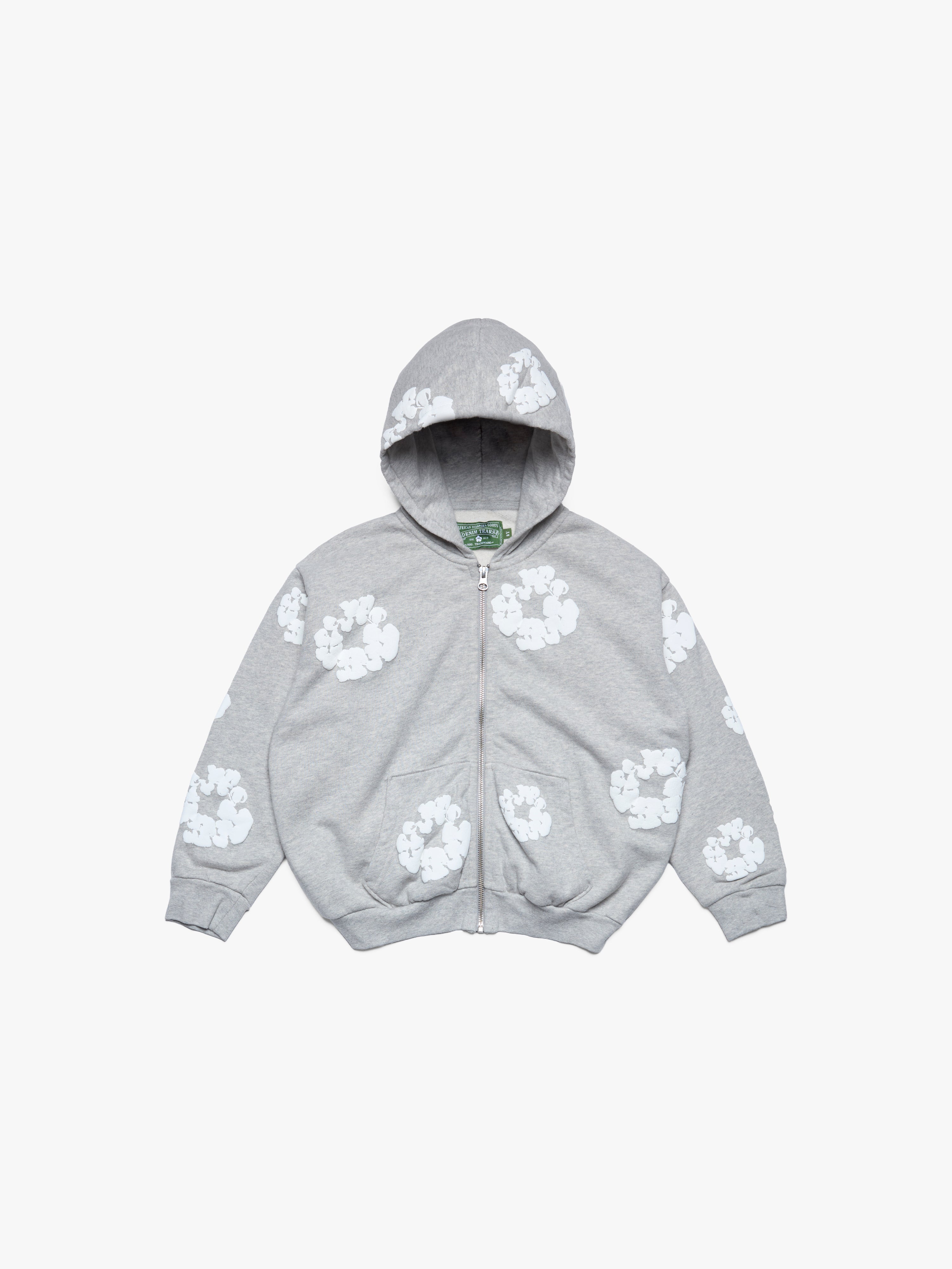 Cotton Wreath Zip Hoodie Blue – DENIM TEARS