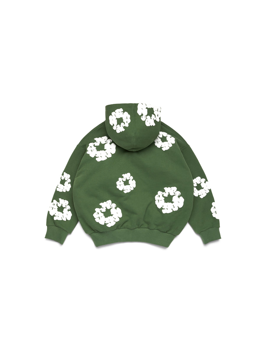 Kids Cotton Wreath Zip Hoodie Green – DENIM TEARS