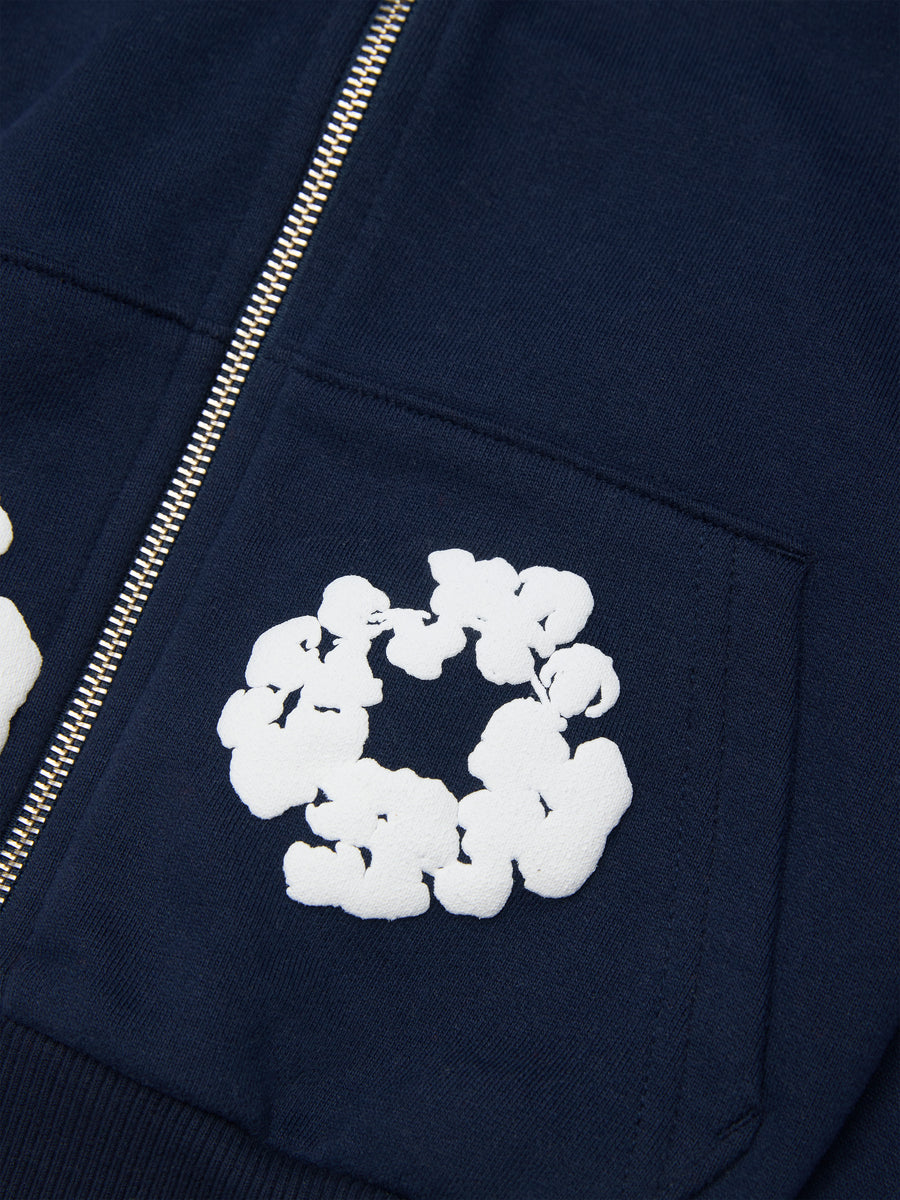 Kids Cotton Wreath Zip Hoodie Navy – DENIM TEARS