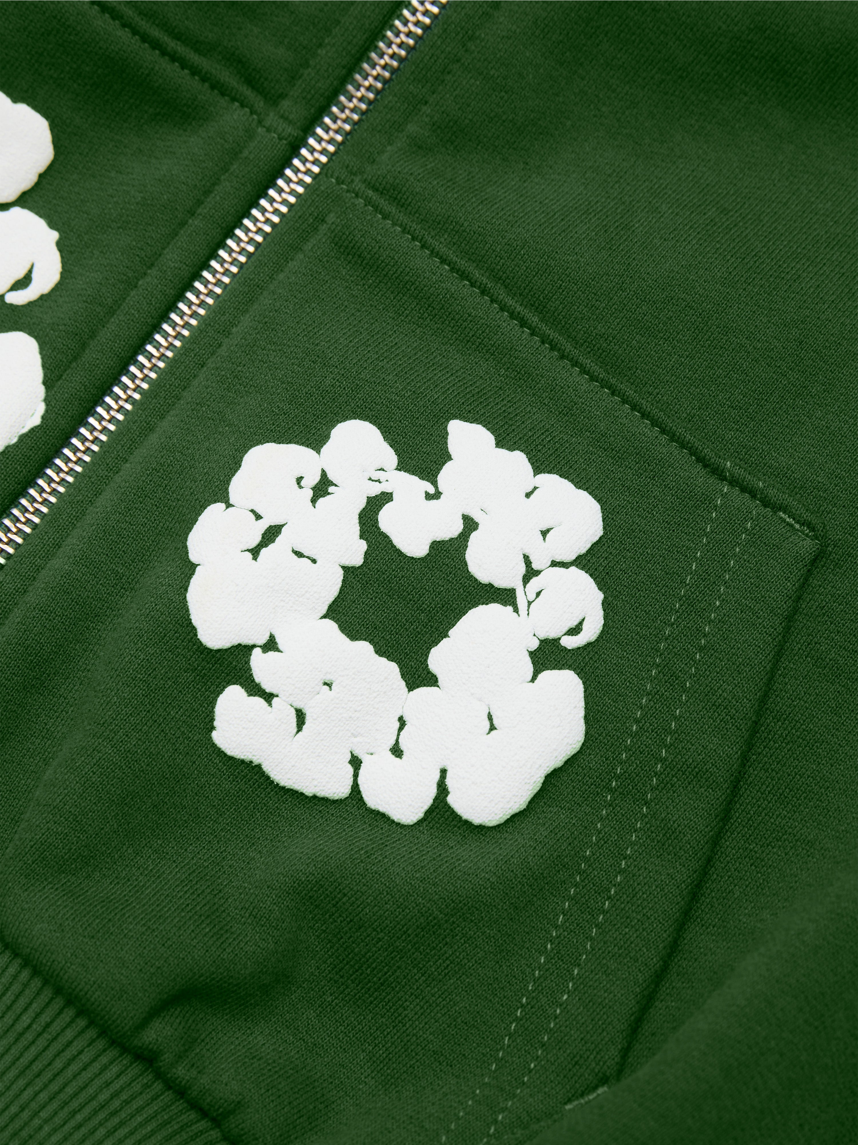 Kids Cotton Wreath Zip Hoodie Green – DENIM TEARS