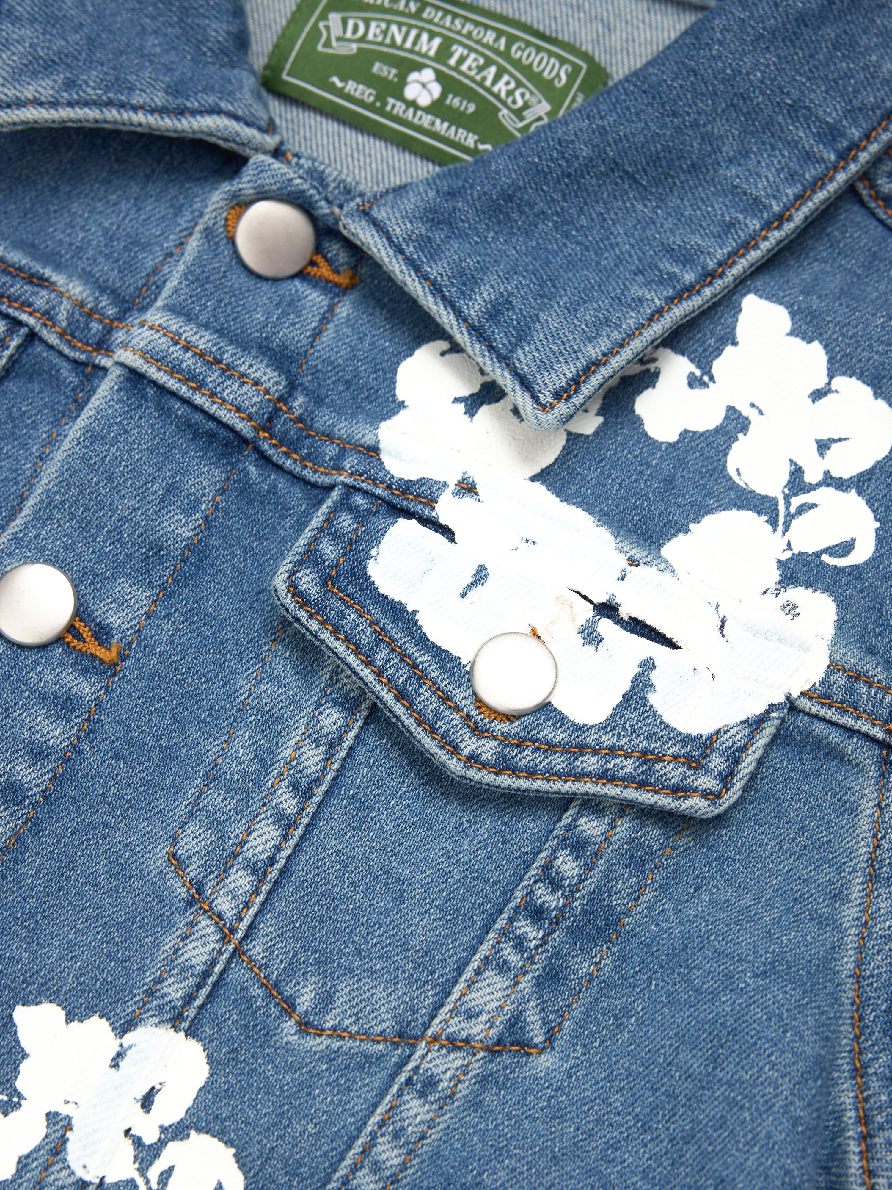 Kids Cotton Wreath Denim Jacket Light Indigo – DENIM TEARS