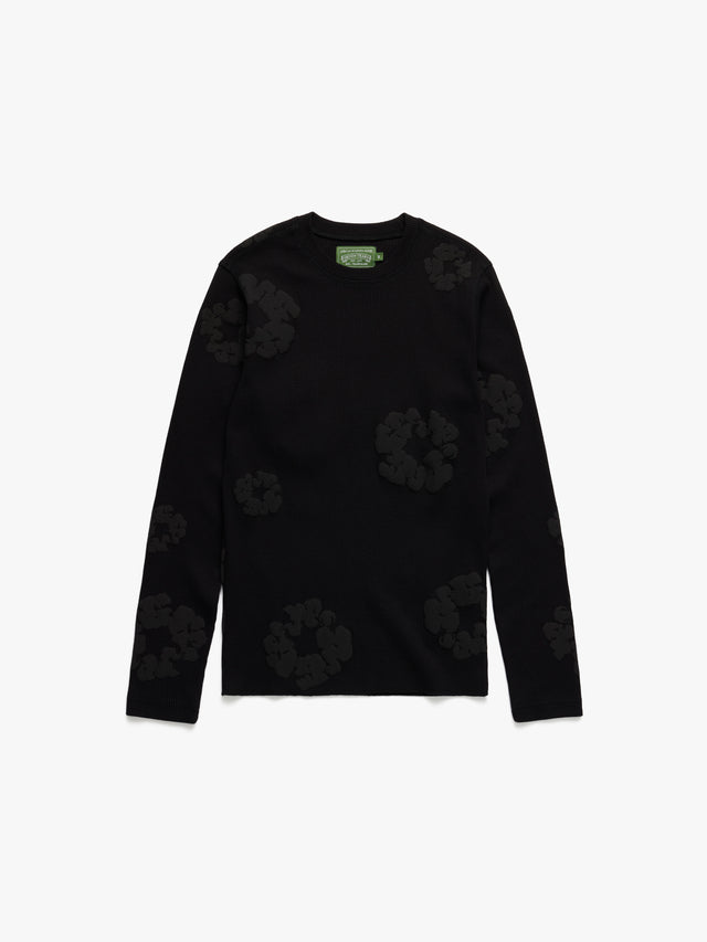 Cotton Wreath Thermal Long Sleeve Black Mono