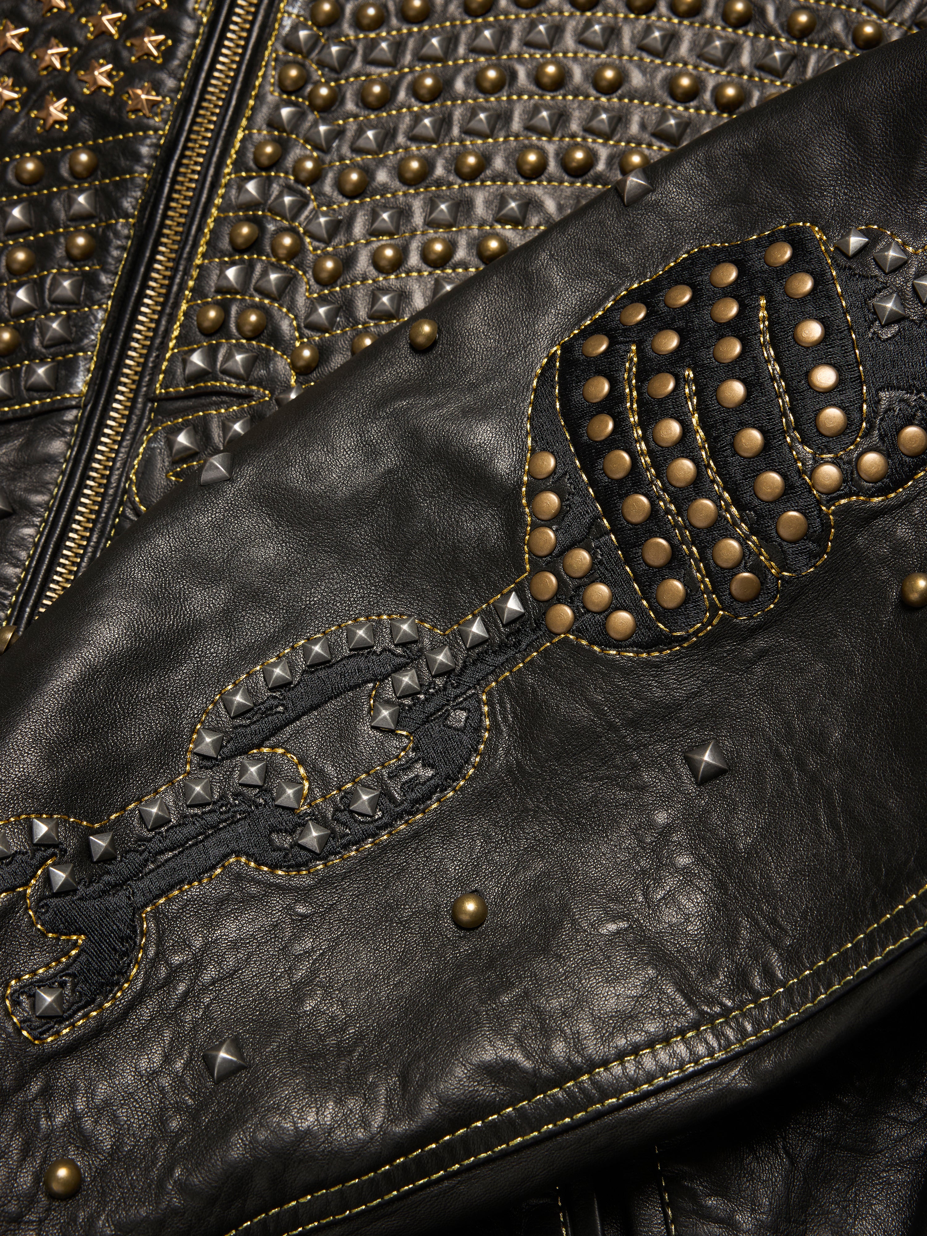 Libertas Studded Leather Jacket – DENIM TEARS