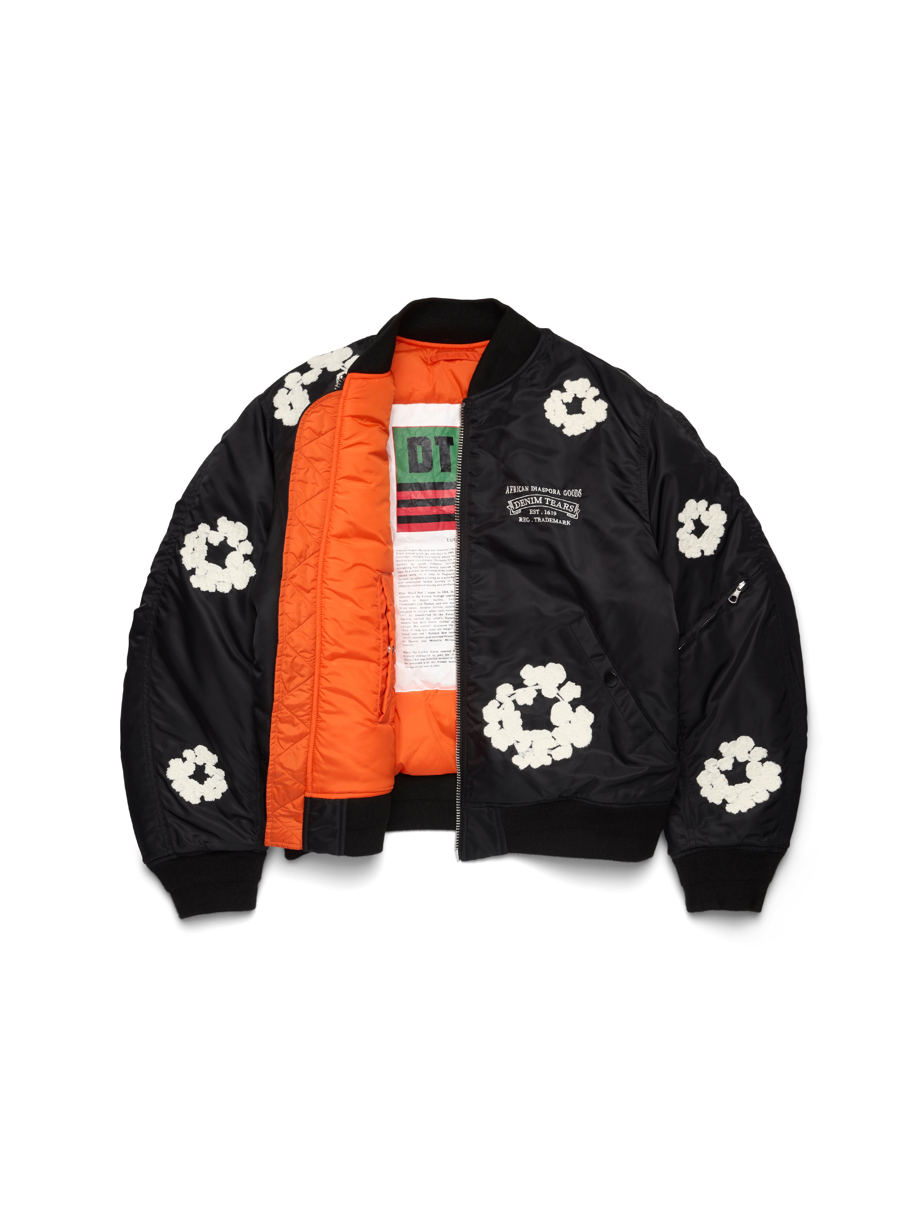 Cotton Wreath MA-1 Bomber Jacket Black – DENIM TEARS