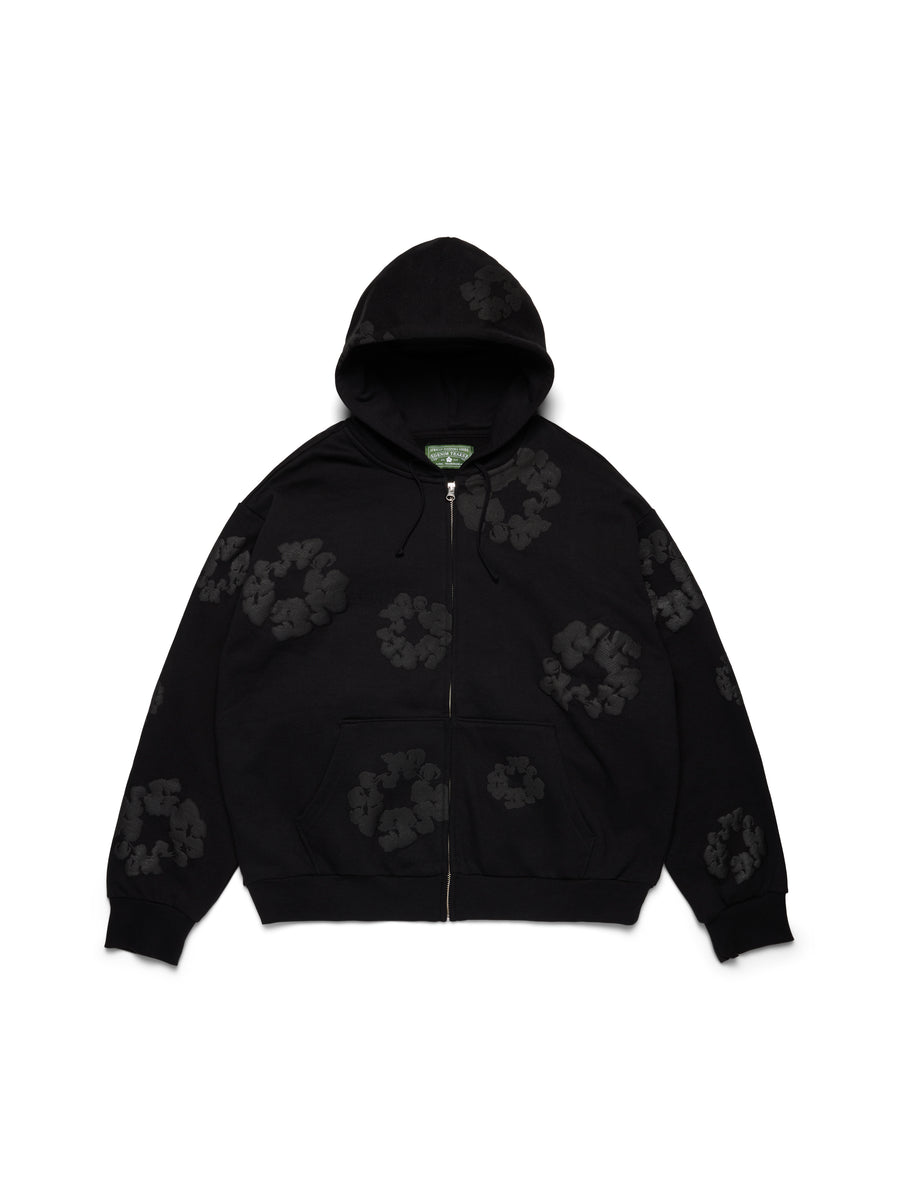 Mono Cotton Wreath Zip Hoodie Black – DENIM TEARS