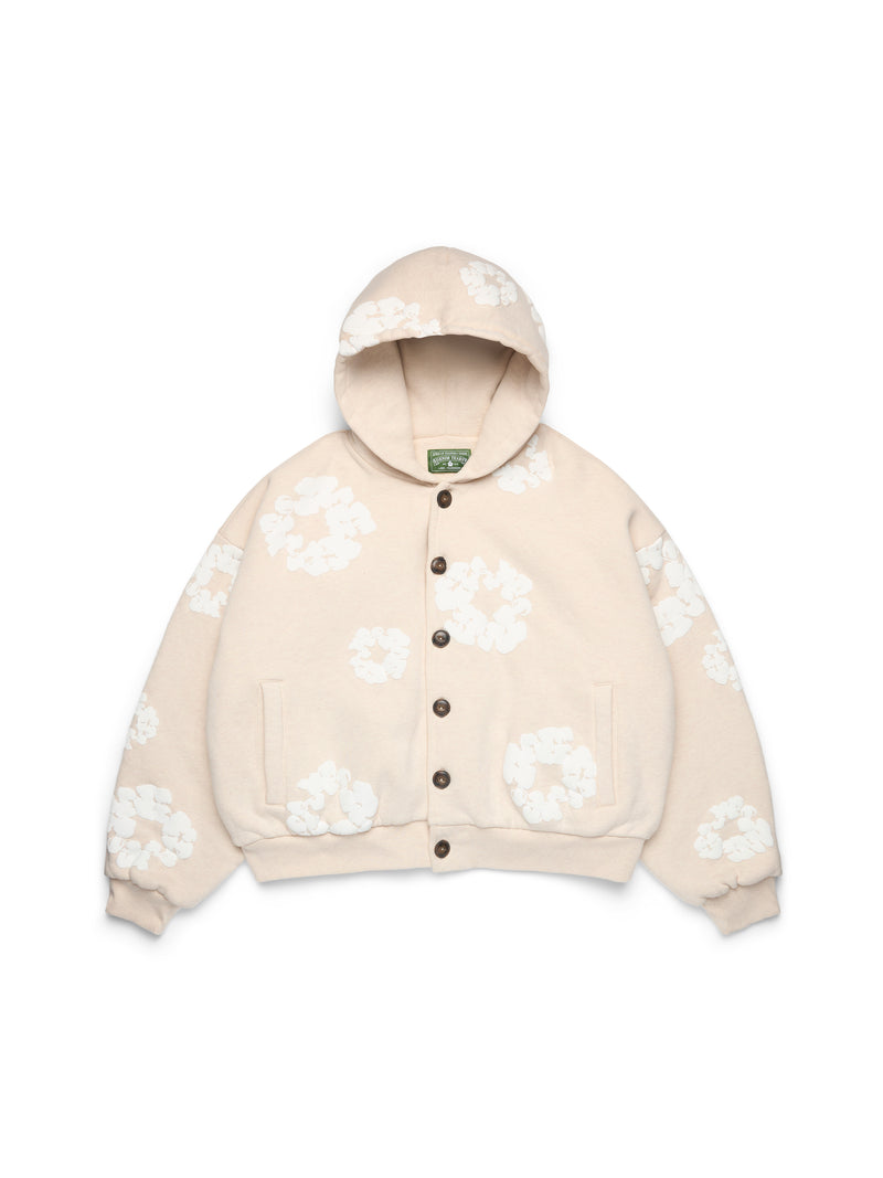 Cotton Wreath Cardigan Hoodie Oatmeal