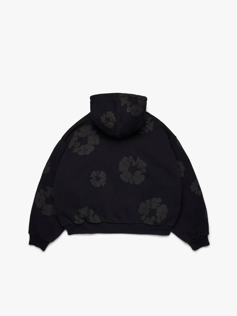 Cotton Wreath Cardigan Hoodie Black