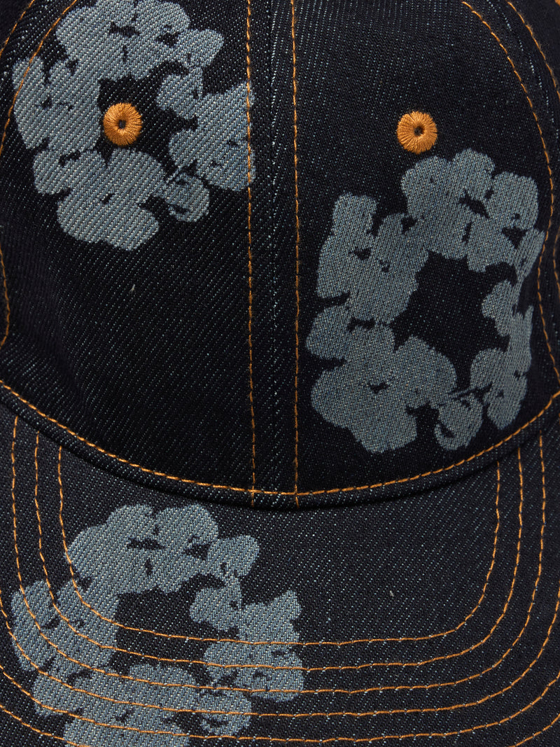 Mono Cotton Wreath Raw Denim Cap Washed Indigo