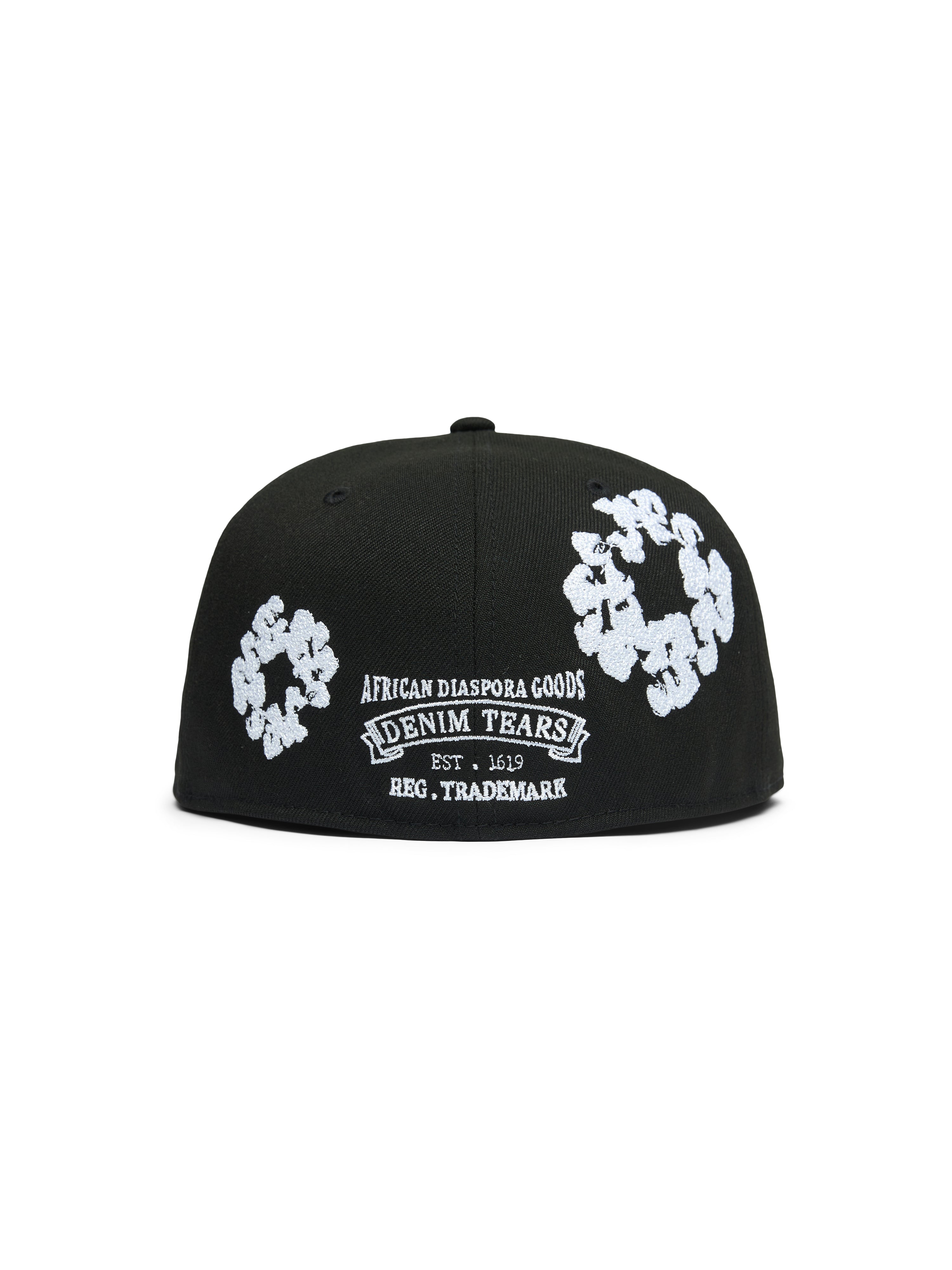 帽子 Denim Tears Cotton Wreath Cap Black Cotton Wreath New Era 59FIFTY Fitted Cap Black – DENIM TEARS