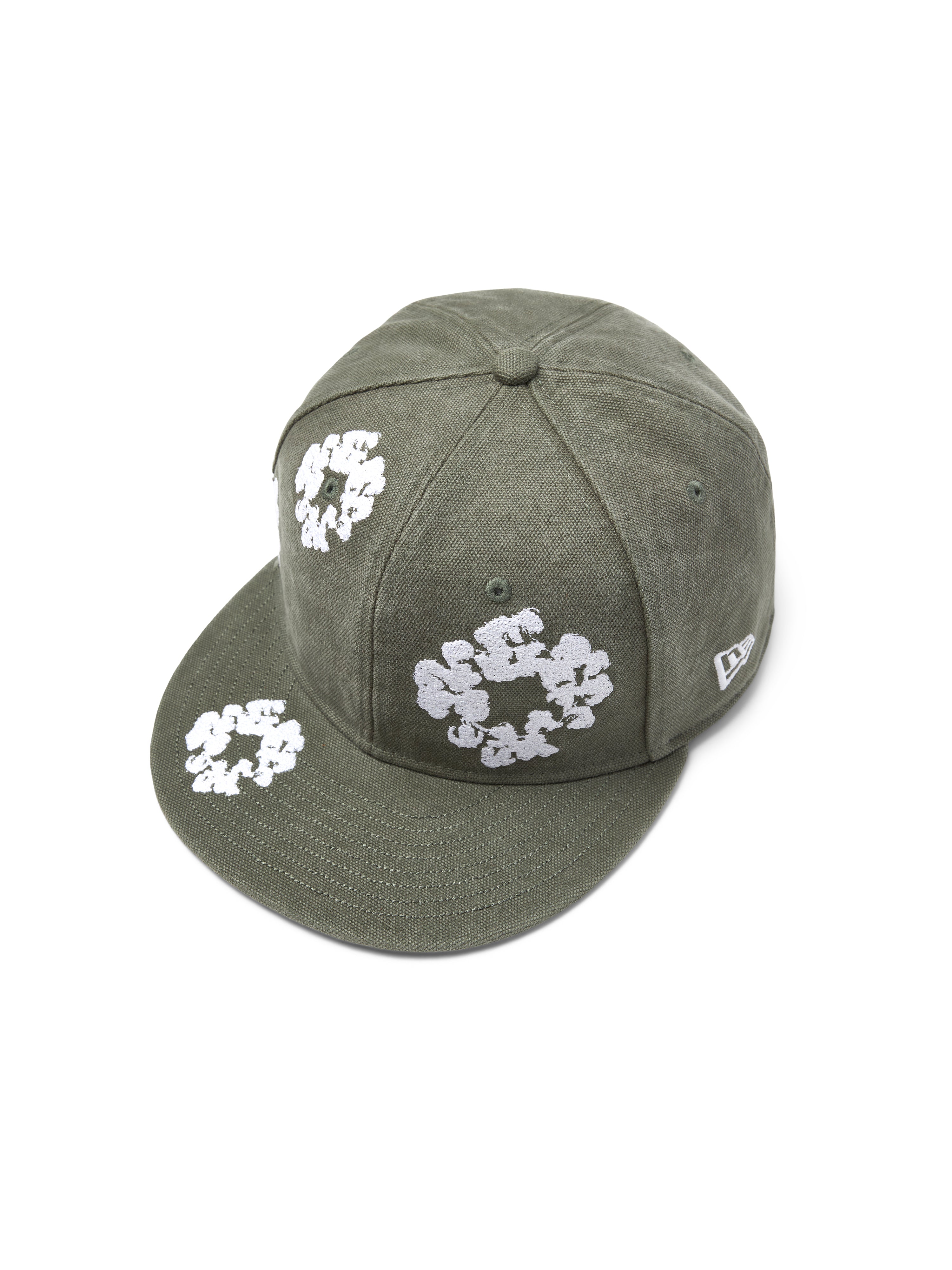 Cotton Wreath New Era 59FIFTY Canvas Fitted Cap Washed Olive