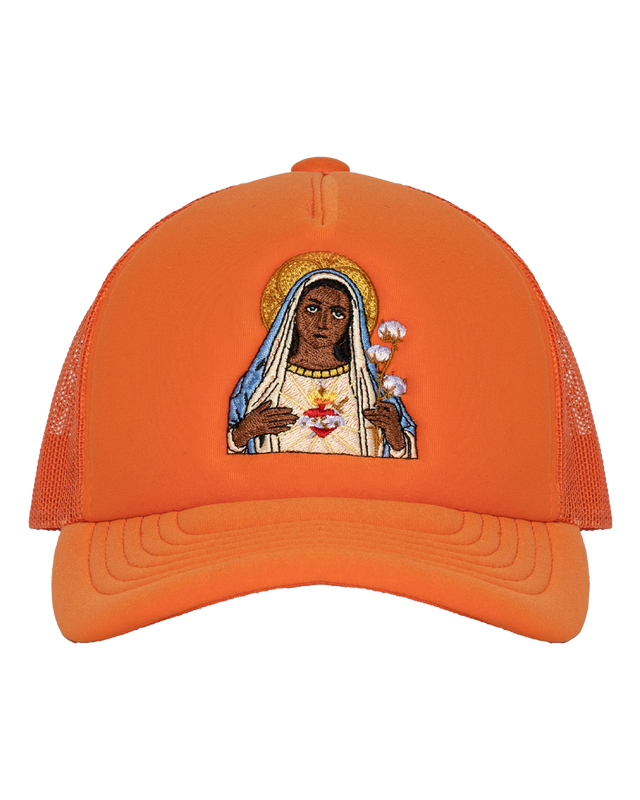 Black Madonna Orange Trucker Hat