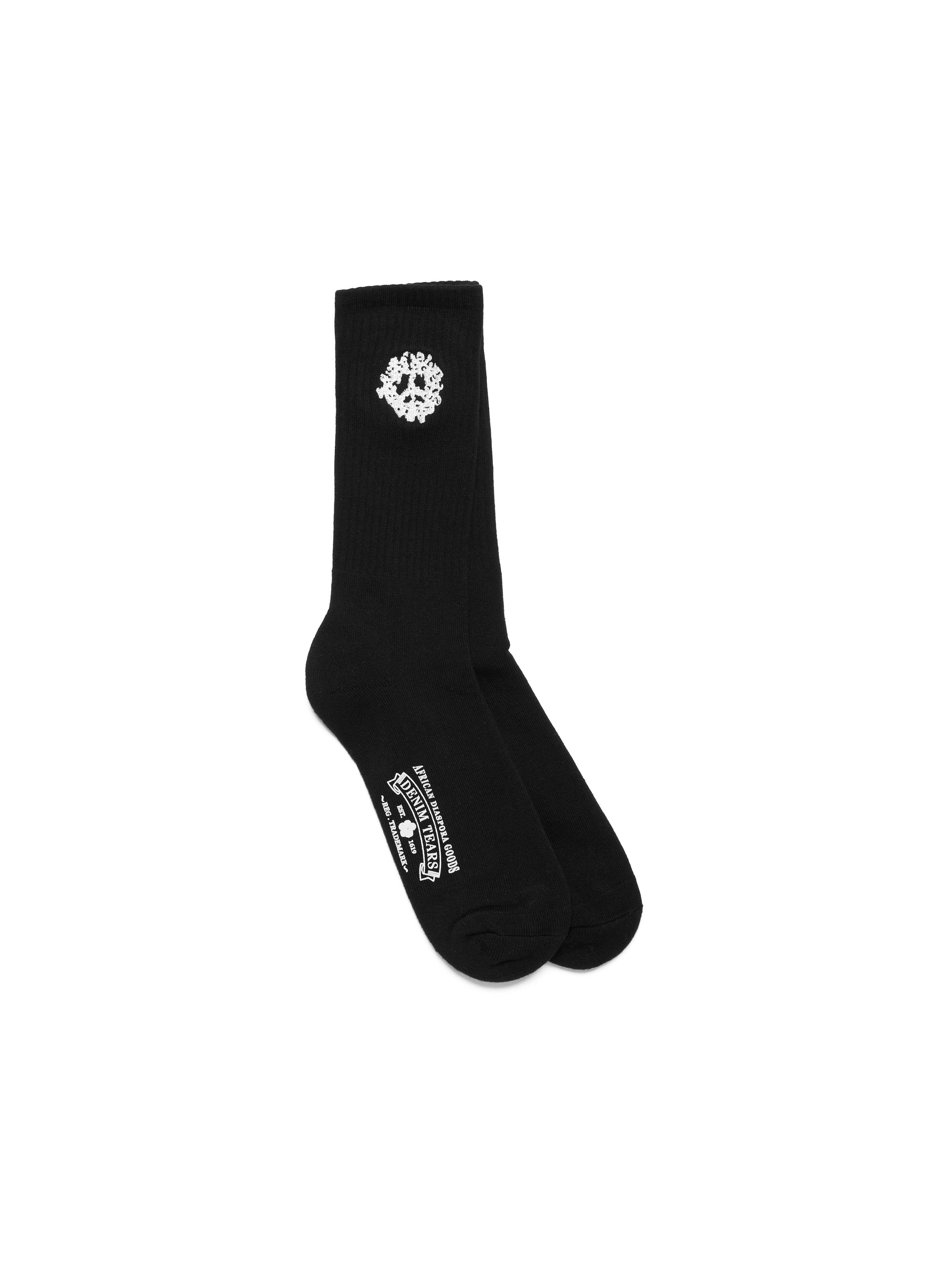 アクセサリー Denim Tears Cotton Wreath Socks Black Cotton Peace Wreath 3-Pack Socks Black – DENIM TEARS