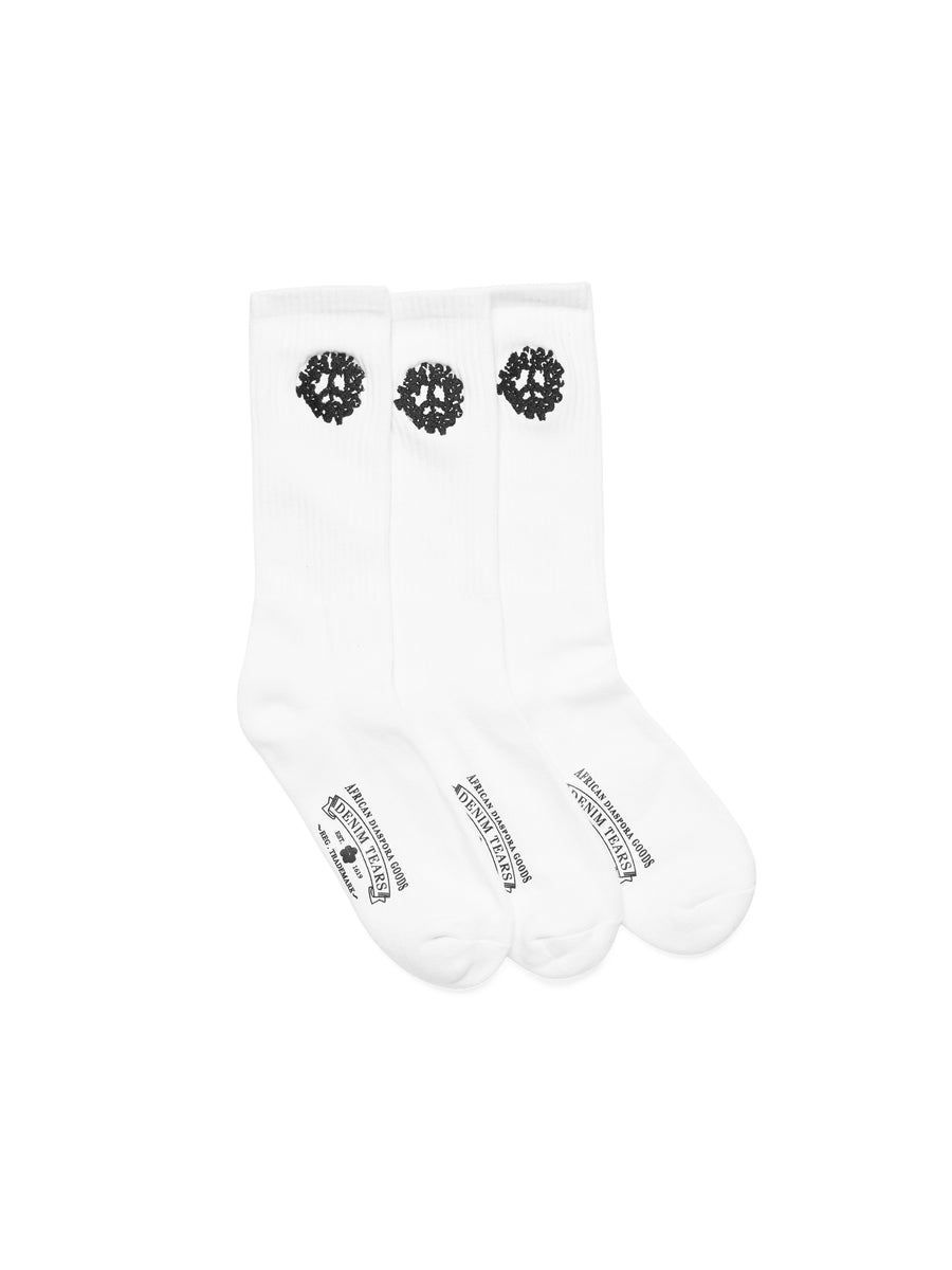 Cotton Peace Wreath 3-Pack Socks White – DENIM TEARS