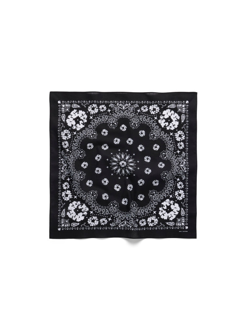Cotton Wreath Paisley Bandana Black
