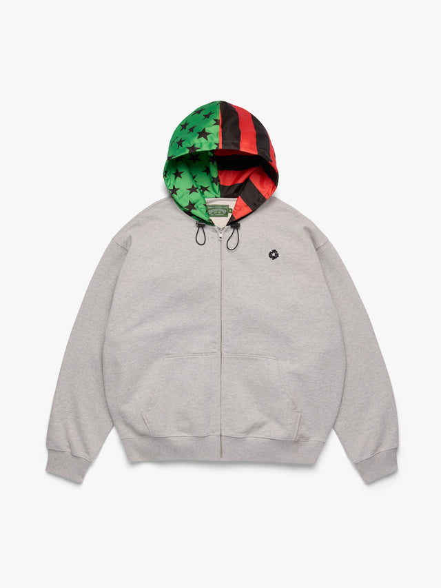 Pan African Peace Wreath Zip Up Hoodie Grey