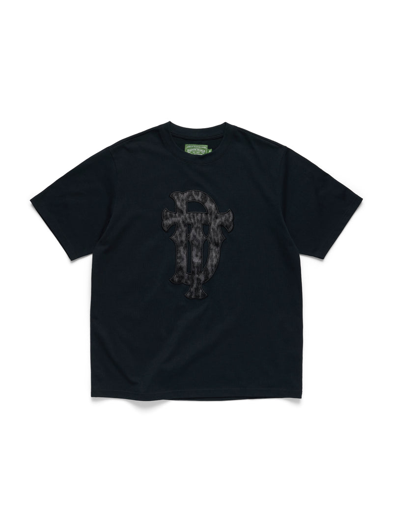 Faux Fur Leopard Tee Black