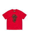 Faux Fur Leopard Tee Red