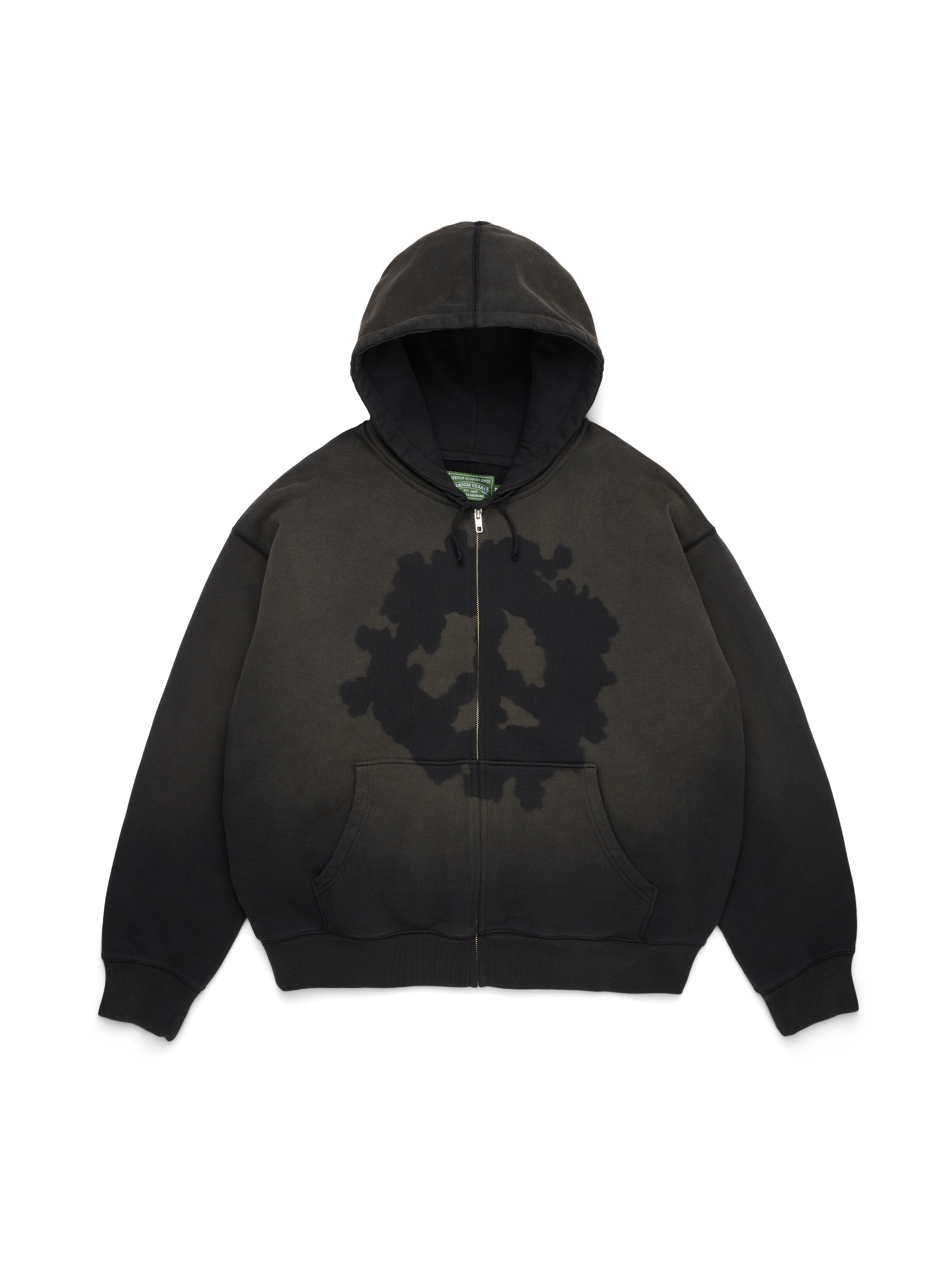 Peace Wreath Knockout Zip Hoodie Black – DENIM TEARS