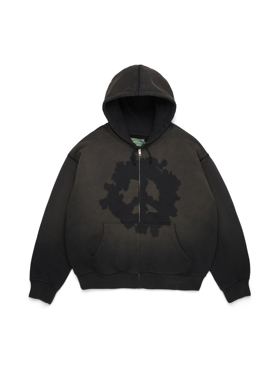 Peace Wreath Knockout Zip Hoodie Black – DENIM TEARS