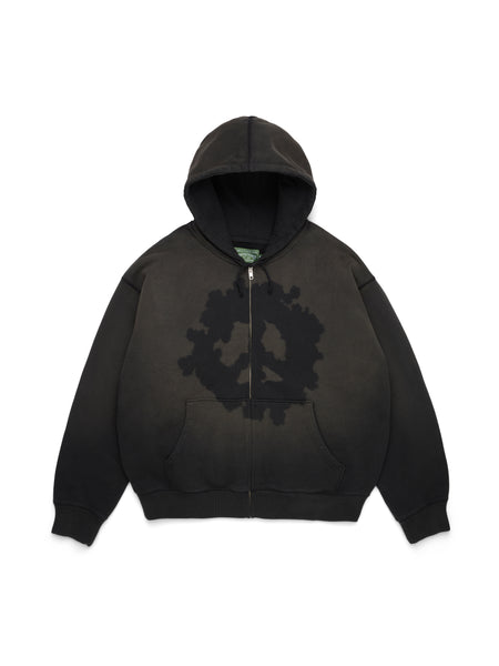 Peace Wreath Knockout Zip Hoodie Black – DENIM TEARS
