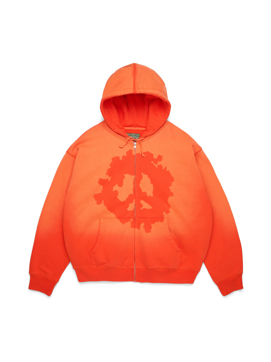 Peace Wreath Knockout Zip Hoodie Orange – DENIM TEARS