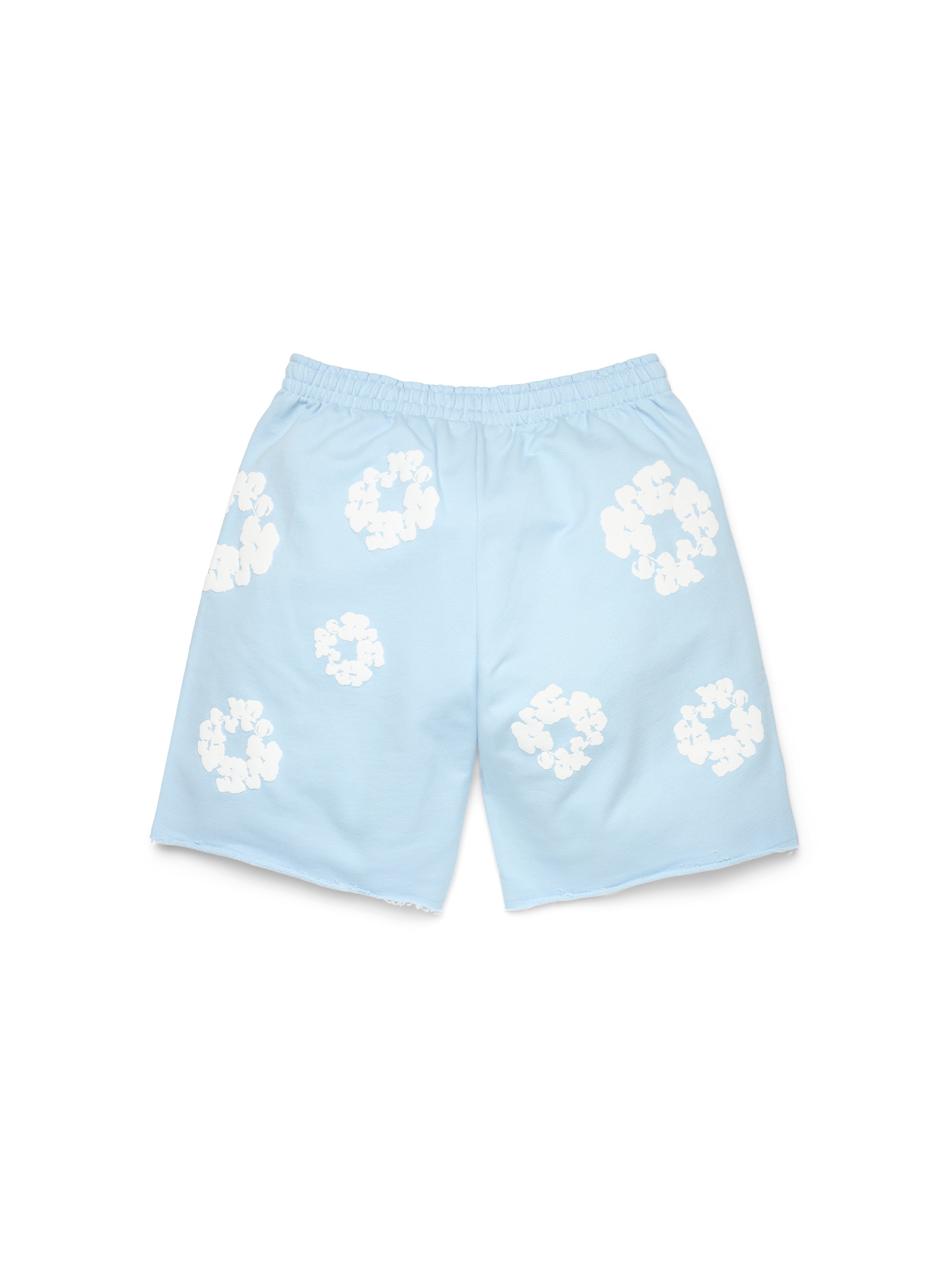 Cotton Wreath Sweatshorts Powder Blue – DENIM TEARS