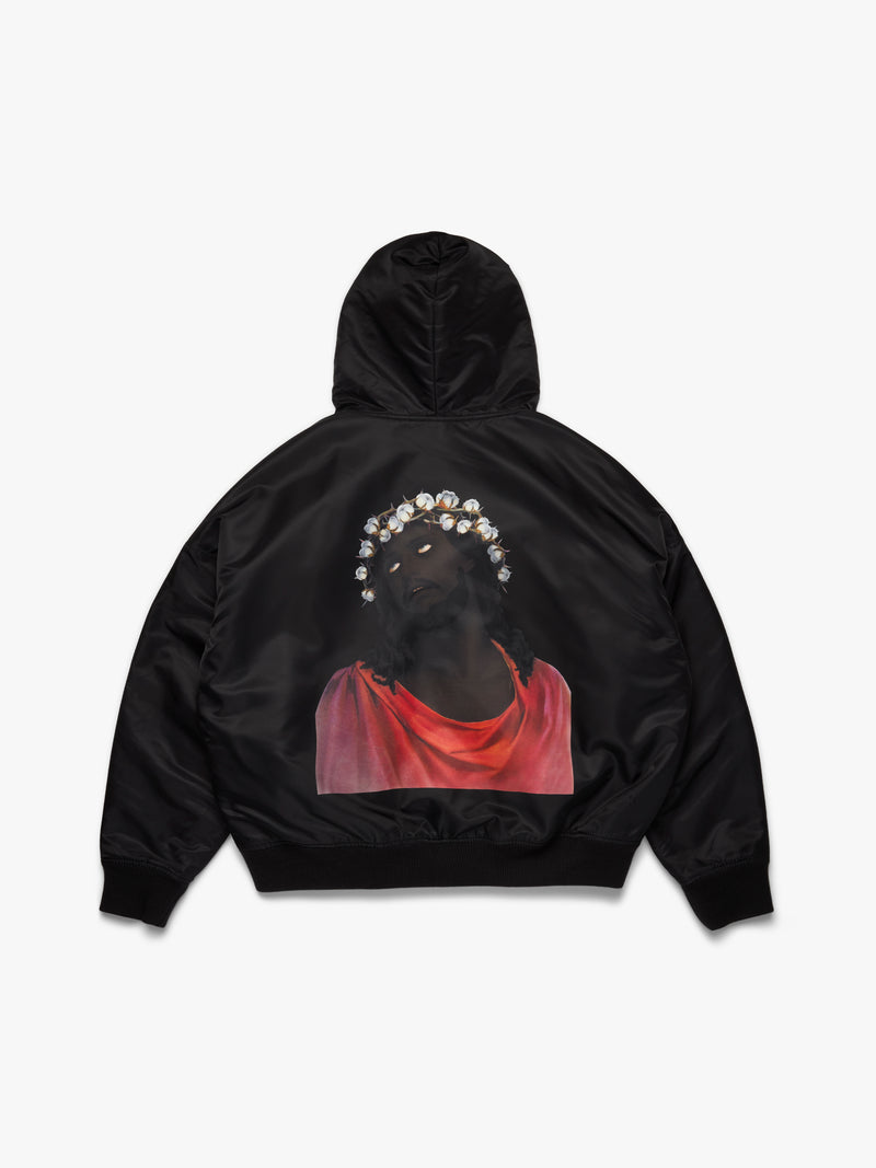 Crown of Cotton & Black Madonna Reversible Zip Hoodie Black