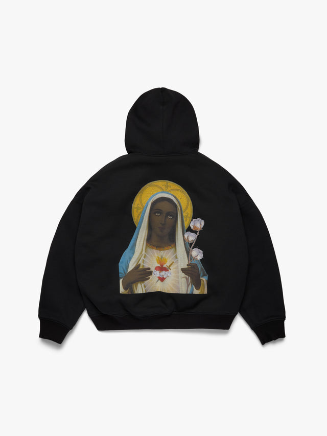 Crown of Cotton & Black Madonna Reversible Zip Hoodie Black
