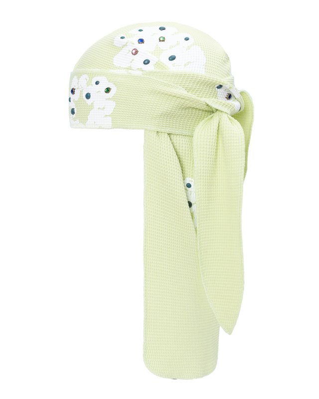 Rhinestone Cotton Wreath Durag Mint