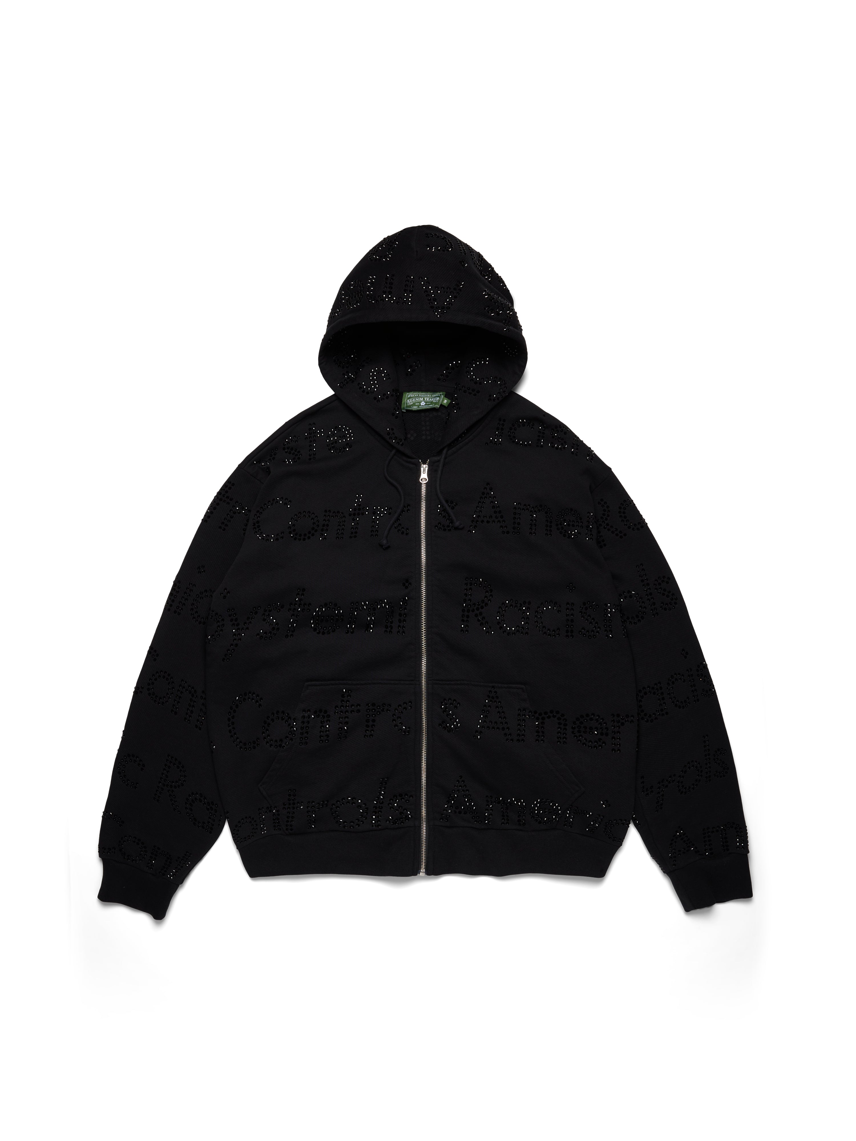 Systemic Racism Controls America Zip Hoodie Black – DENIM TEARS Systemic Racism Controls America Zip Hoodie Black – DENIM TEARS