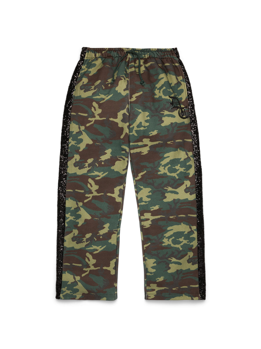 Camo Sequins Open Hem Sweatpant – DENIM TEARS