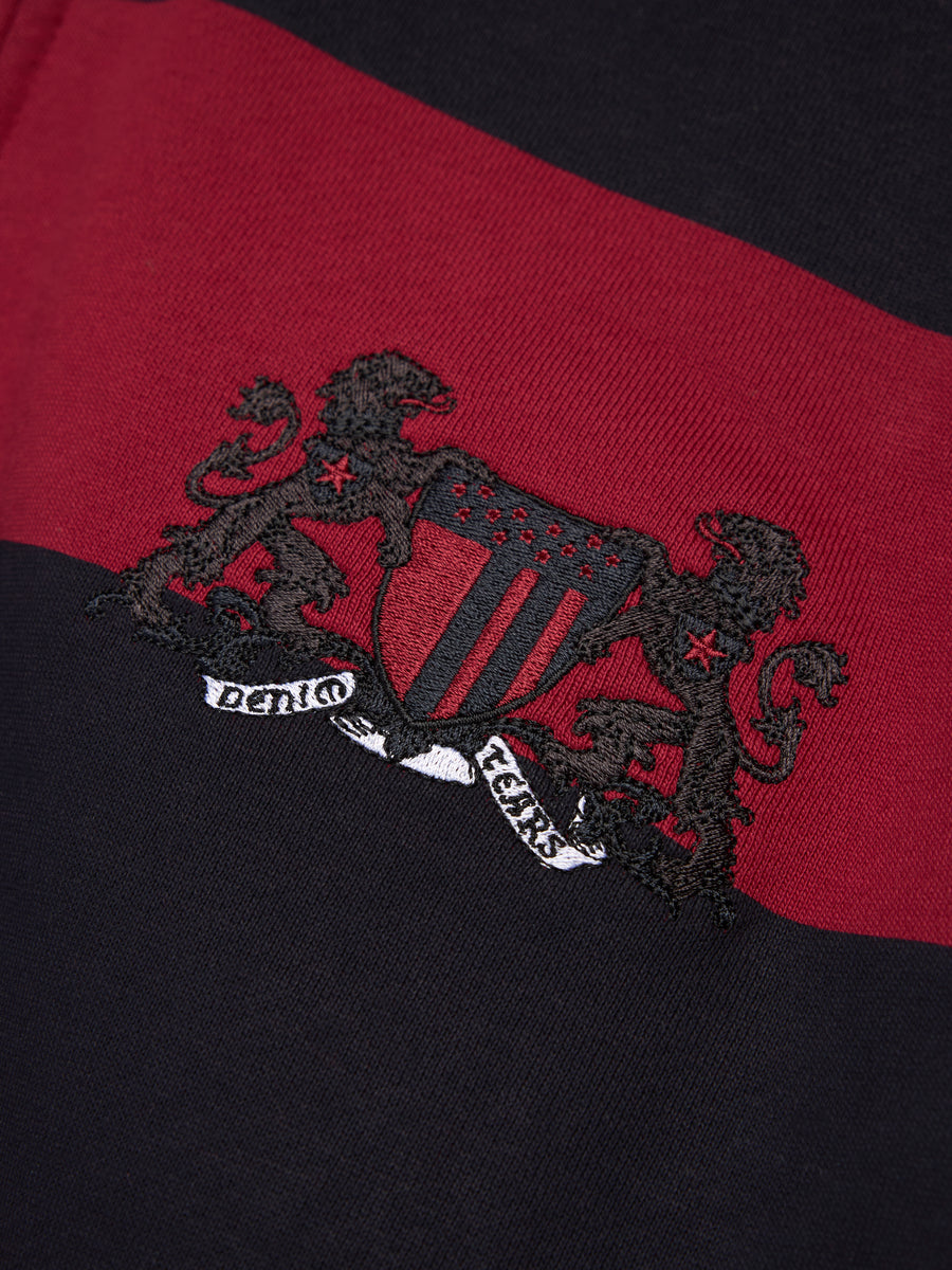 Striped Crest Zip Hoodie Red/Navy – DENIM TEARS