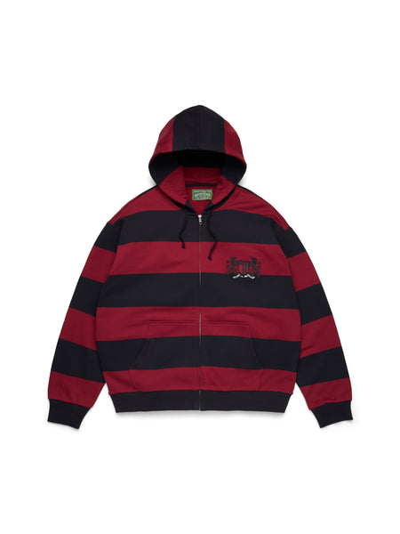 Striped Crest Zip Hoodie Red/Navy – DENIM TEARS