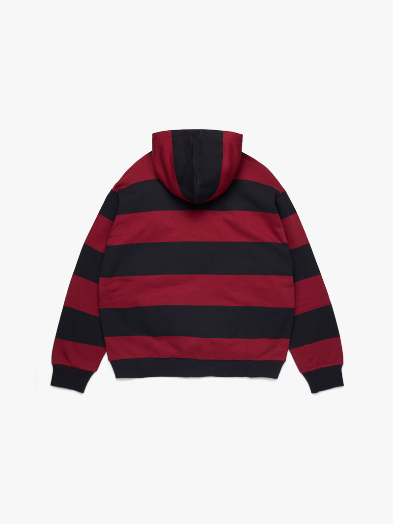 Striped Crest Zip Hoodie Red/Navy