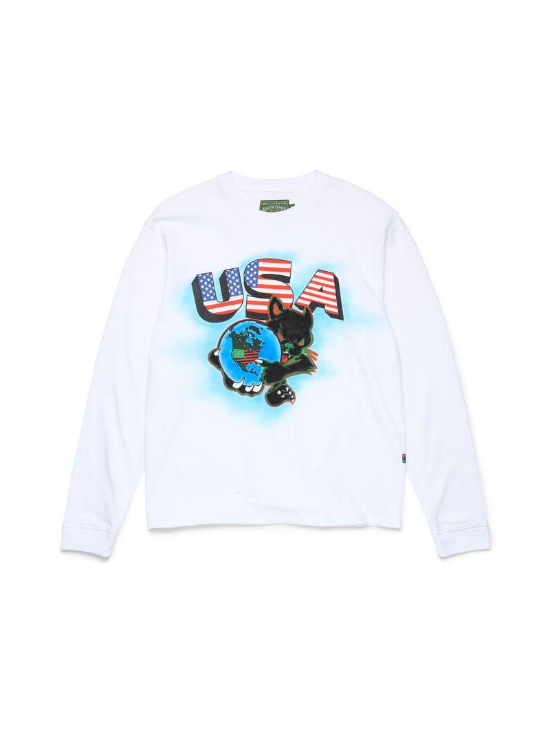 Airbrush Panther Mascot Long Sleeve Tee White