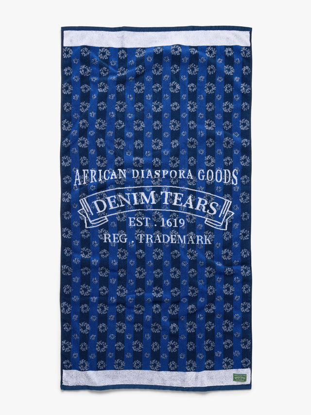 André Leon Talley ADG Monogram Towel Blue