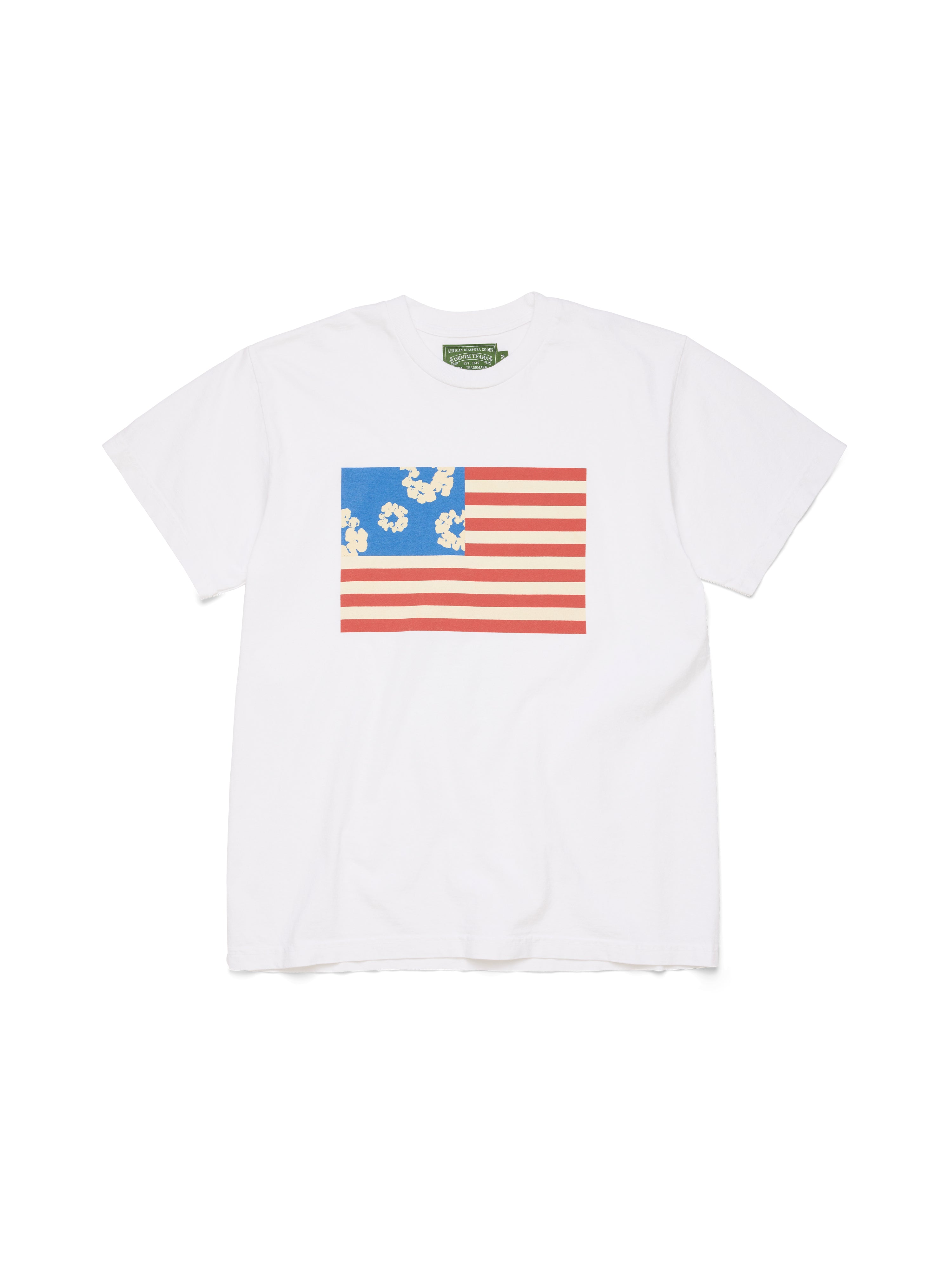 Wreath Flag Tee White – DENIM TEARS