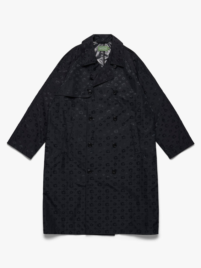 André Leon Talley Wreath Monogram Trench Coat Black