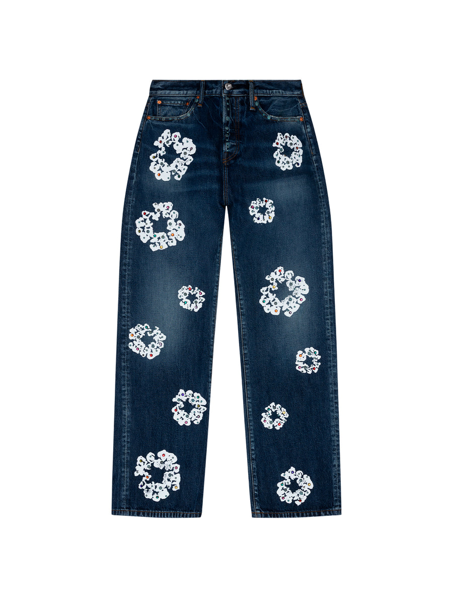 パンツ DENIM TEARS CottonWreathBaggySweatpants Baggy Rhinestone Cotton Wreath Denim Pant Dark Wash – DENIM TEARS